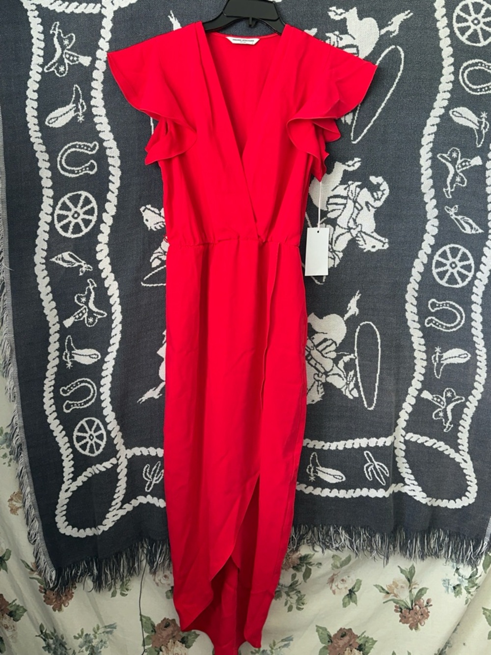 Amanda Uprichard Bright Red One-Shoulder Ruffle Dress